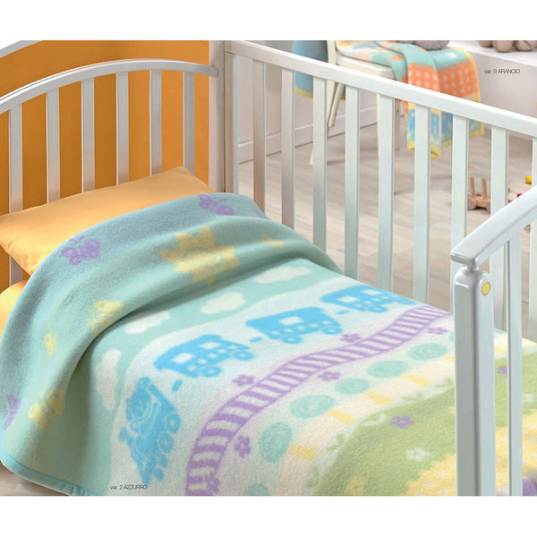 Couverture en pure laine pour lit bébé 150x110cm 400gr Cober Titti Baby Light Blue prezzo