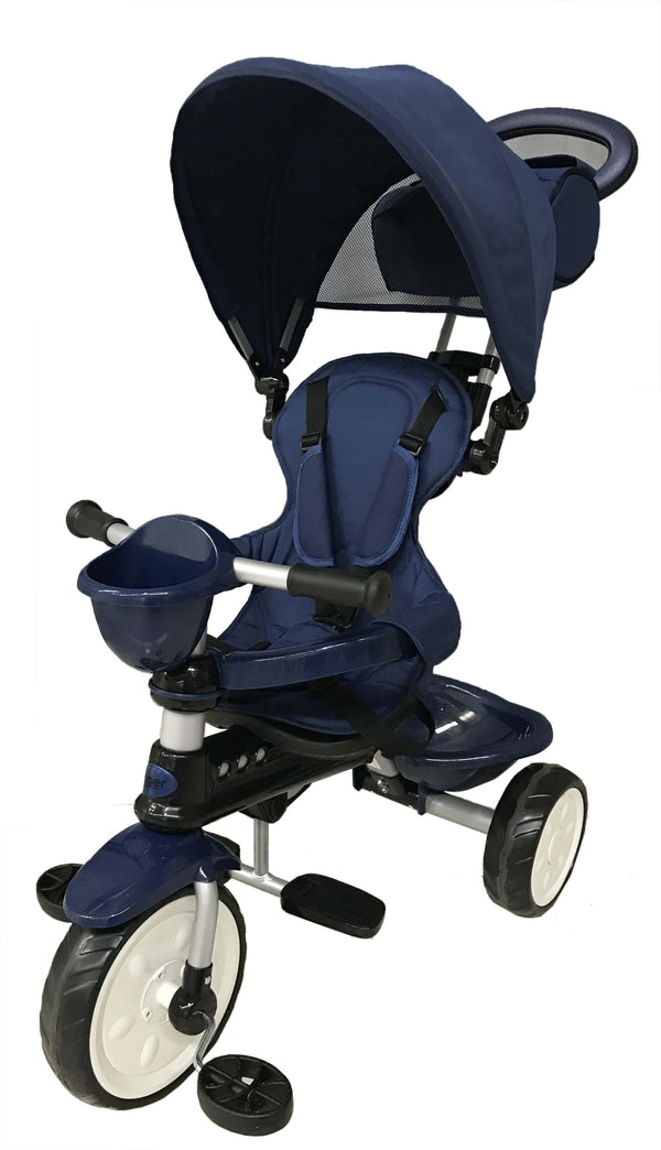 Poussette Tricycle pour Enfants Poussette Confort 4 en 1 Happy Kids Bleu acquista