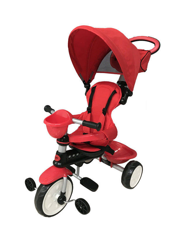 Poussette Tricycle pour Enfants Poussette Confort 4 en 1 Happy Kids Rouge sconto