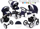 Trio Passeggino Carrozzina e Seggiolino Auto Adamex Aspena 837S Serie Eko Blu e Bianco-10