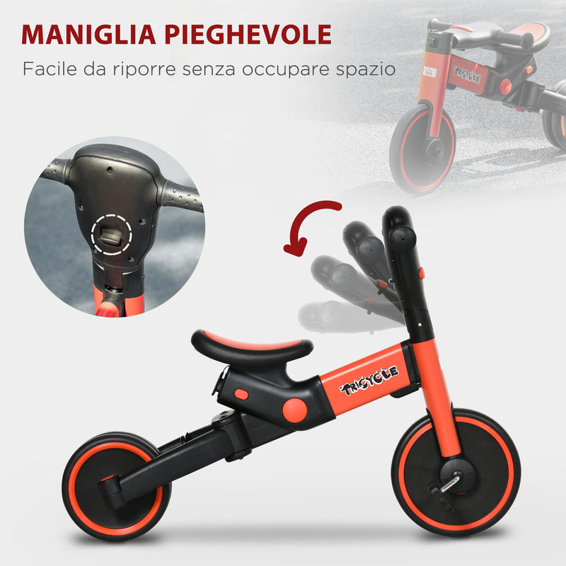 Triciclo per Bambini 18-60 Mesi 101x45x86,5 cm con Manubrio Regolabile e Ruote Chiuse Rosso-8