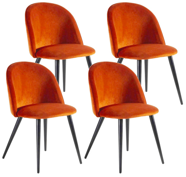 Lot de 4 Chaises Rembourrées 49x52x79 cm en Velours Orange et Noir prezzo