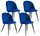 Lot de 4 Chaises Rembourrées 49x52x79 cm en Velours Bleu et Noir