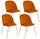 Set 4 Chaises Rembourrées 49x52x79 cm en Velours Orange et Doré