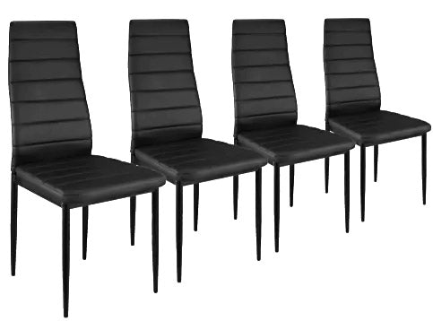 online Lot de 4 chaises de salle à manger en similicuir noir et métal