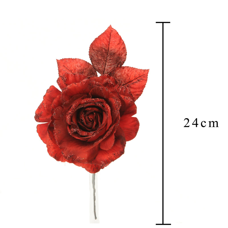 Set 12 Rose Pick con glitter Ø15 cm Rosso-2