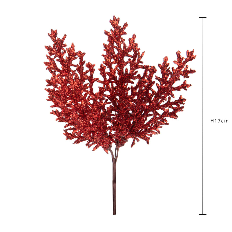Set 24 Pick Corallo Glitterato H17 cm Rosso-2