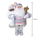Babbo Natale con Sci H60 cm Bianco/Rosa-2