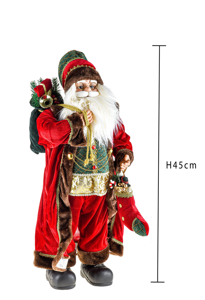 Babbo Natale con Gliet Green H45 cm Rosso/Verde-2