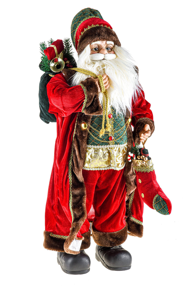 Babbo Natale con Gliet Green H45 cm Rosso/Verde-1