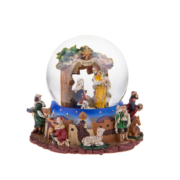 Nativité avec Sphère de Verre, musique et mouvement 16,5 cm en Résine acquista