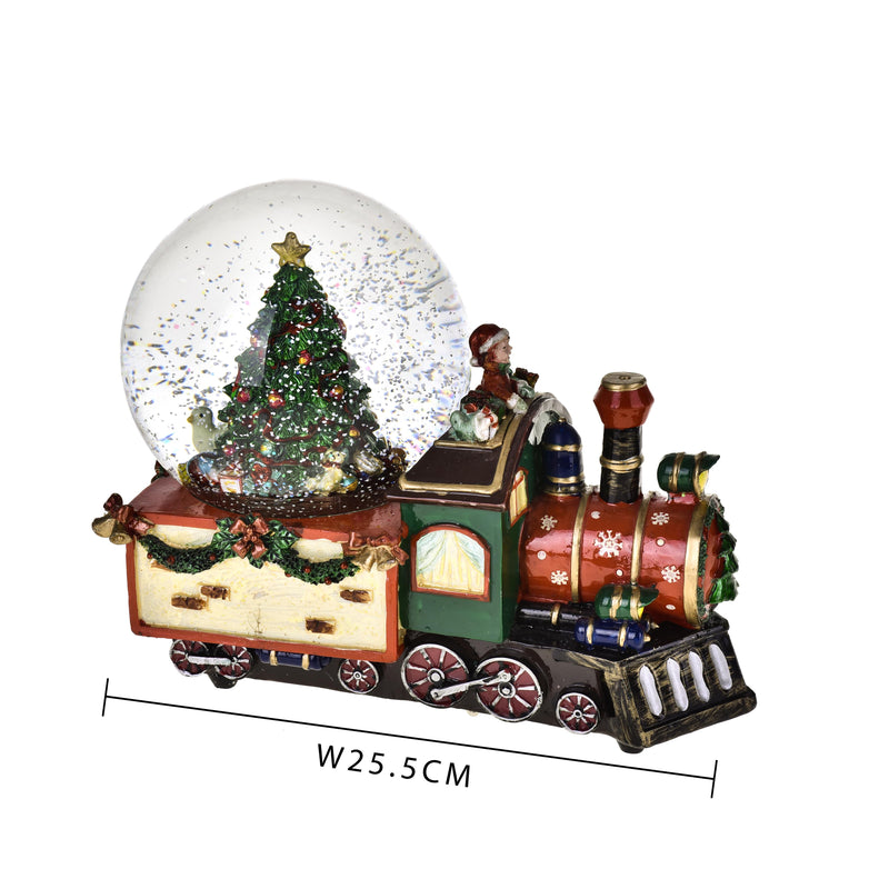 Carillon di Natale Locomotiva con Sfera in Vetro 25,5 cm in Resina-2