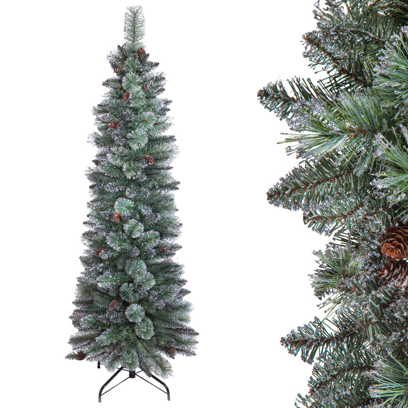 Albero di Natale Artificiale H210 cm Abete Slim 479 Tips Verde-1