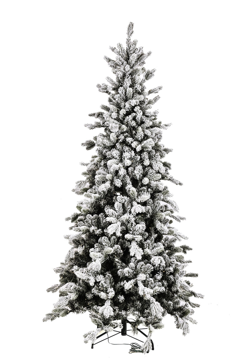 Albero di Natale Artificiale H200 cm Abete Dolomiti innevato 991 Tips 260 Led Verde-2