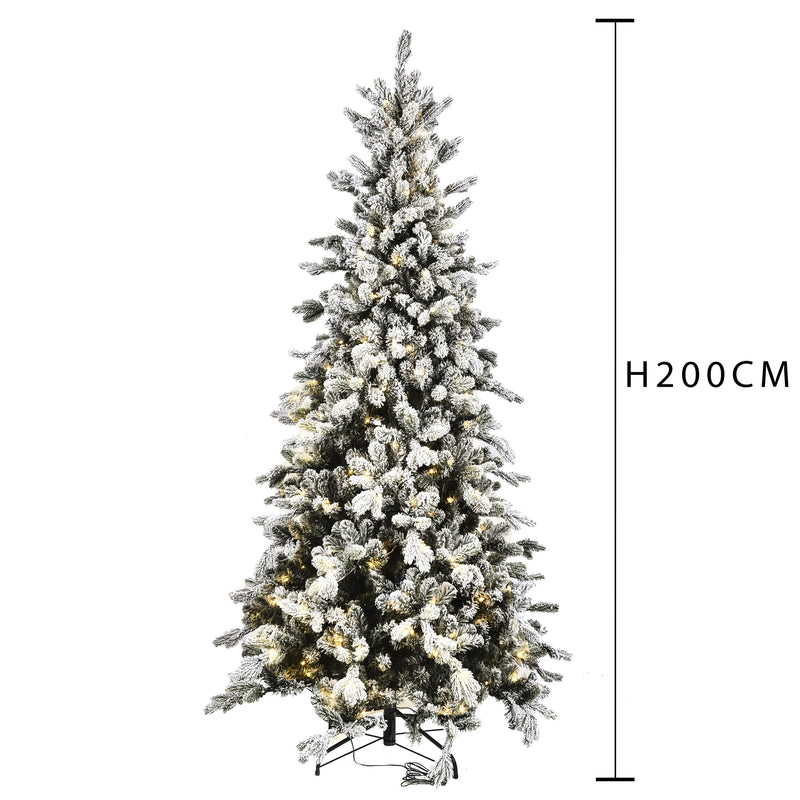 Albero di Natale Artificiale H200 cm Abete Dolomiti innevato 991 Tips 260 Led Verde-3