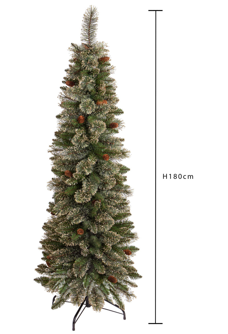 Albero di Natale Artificiale H180 cm Abete Slim Golden Green 333 Tips Verde-2