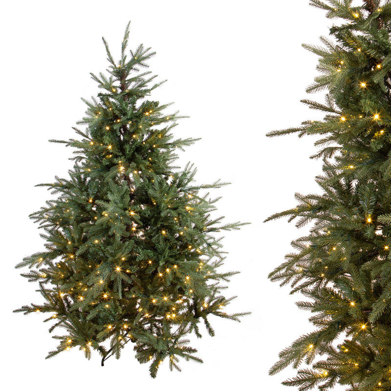 Albero di Natale Artificiale H200 cm Abete Gran Sasso 2703 Tips 400 Led Verde-1