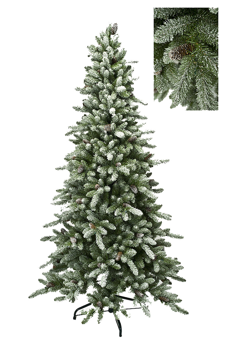 Albero di Natale Artificiale H183 cm Abete Slim con Neve 825 Tips Verde-1