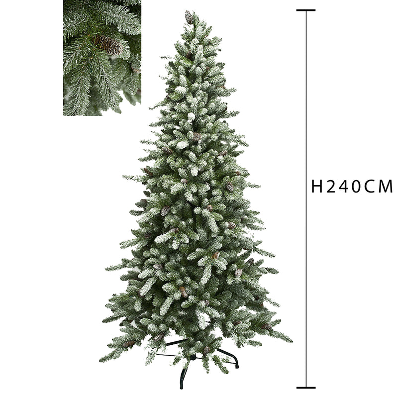 Albero di Natale Artificiale H244 cm Abete Slim con Neve 1505 Tips Verde-2