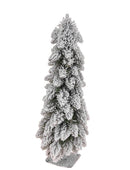 Mini Albero di Natale Artificiale H60 cm Abete Slim con Neve Verde-1