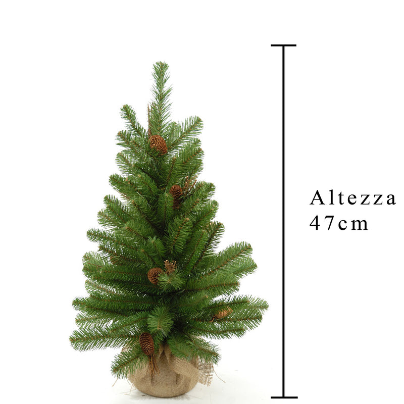 Set 2 Mini Albero di Natale Artificiali H45 cm Abete con Pigne 43 Tips Verde-2