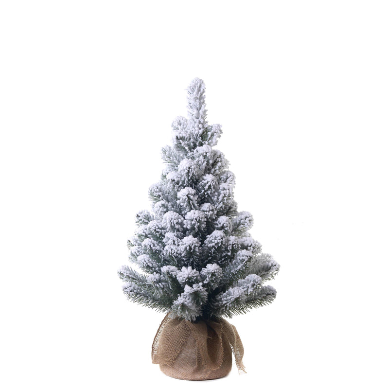 Mini Albero di Natale Artificiale H45 cm Abetone con Sacco e Neve 40 Tips Verde-1