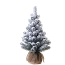 Mini Albero di Natale Artificiale H75 cm Abete con Sacco e Neve 83 Tips Verde-1