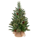 Mini Albero di Natale Artificiale Abete H60 cm con Sacco e Glitter e 60 Tips Verde-1
